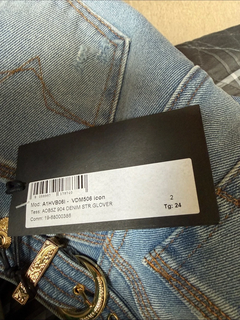 Versace Jeans Couture Sz US 24. Ret $300 NWT. Flare, Raw Hem Lightly Distressed - Picture 14 of 16
